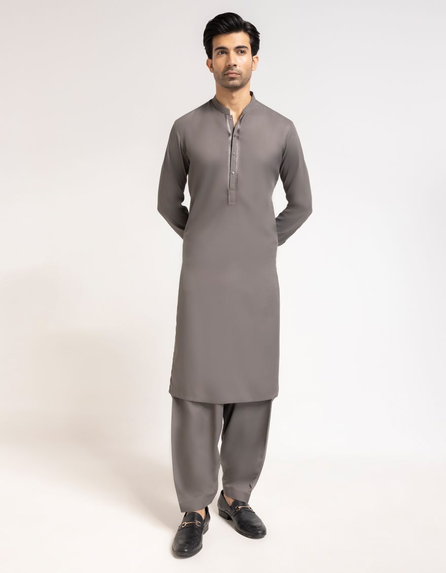 GREY SEMI-FORMAL KAMEEZ SHALWAR