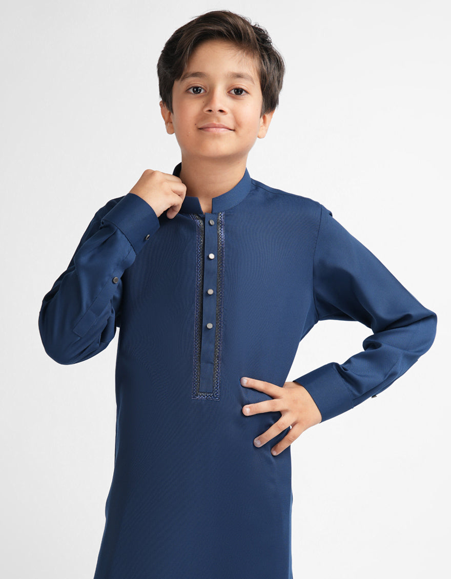 DARK BLUE SEMI-FORMAL KAMEEZ SHALWAR