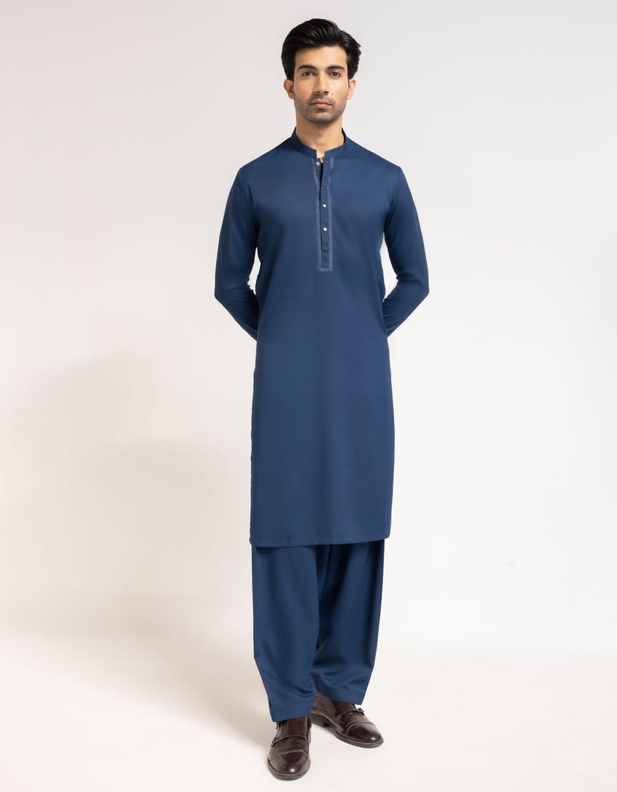 DARK BLUE SEMI-FORMAL KAMEEZ SHALWAR
