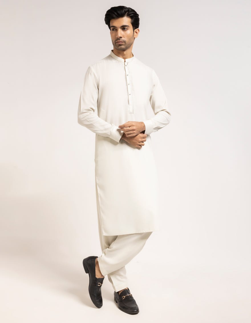 APPLE WHITE SEMI-FORMAL KAMEEZ SHALWAR