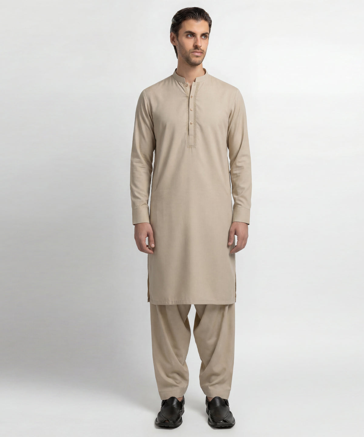CREAM SEMI-FORMAL KAMEEZ SHALWAR