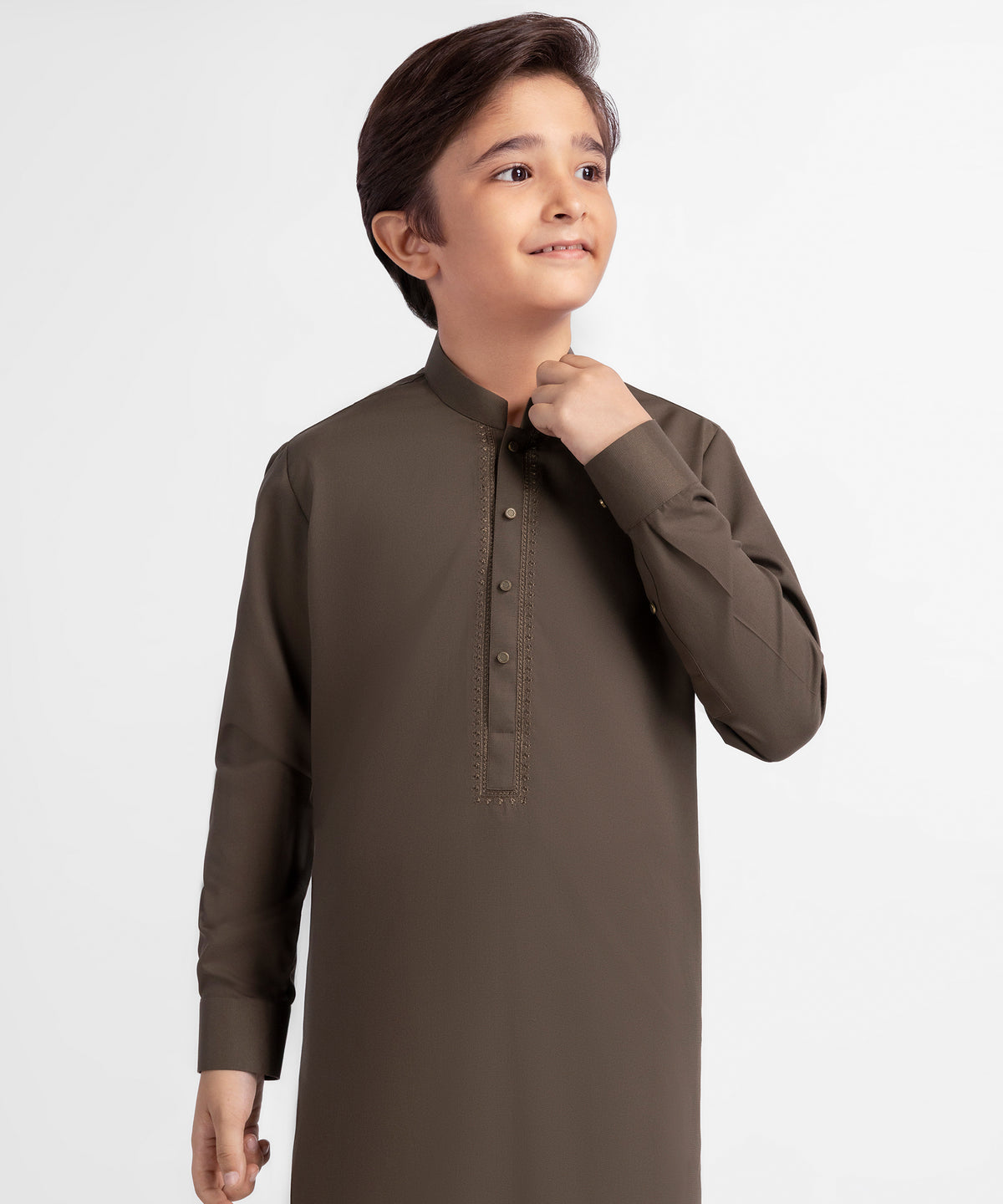 Brown Semi-Formal Kameez Shalwar