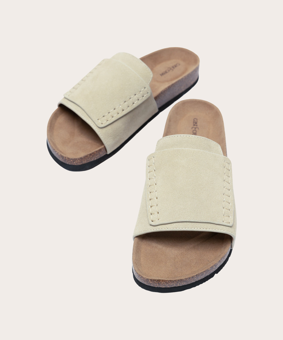 Beige Plain Slides