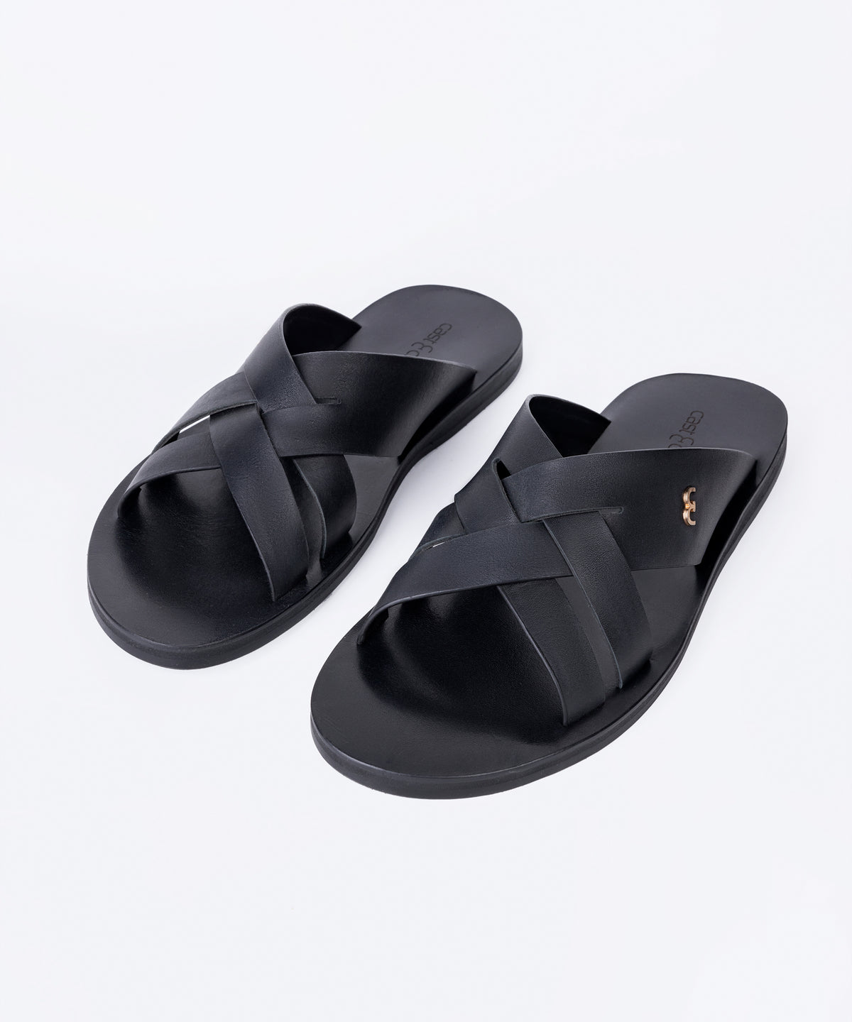 SLIPON CROSS - BLACK MEN SANDALS