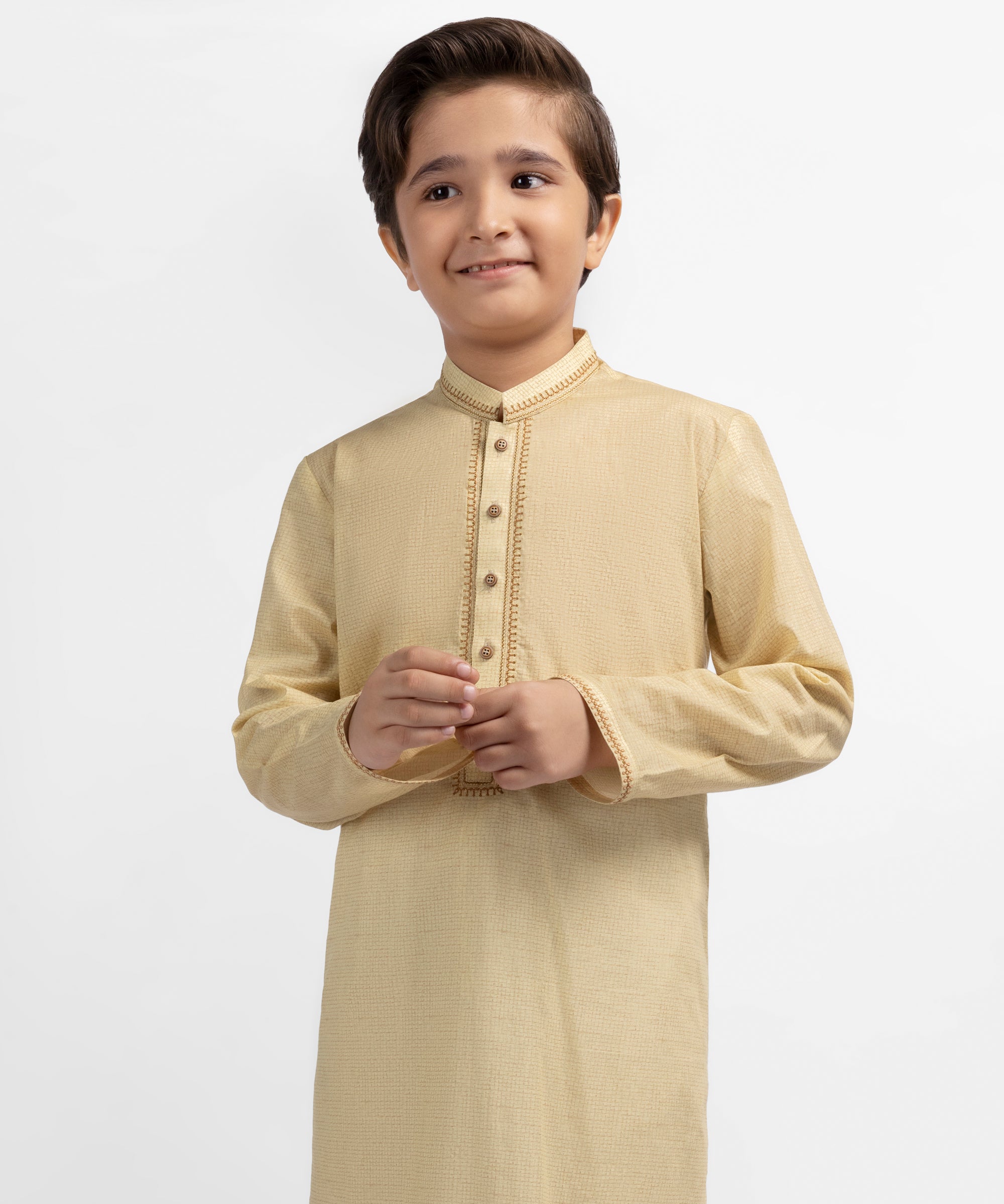 Yellow Cotton Semi-Formal Kurta