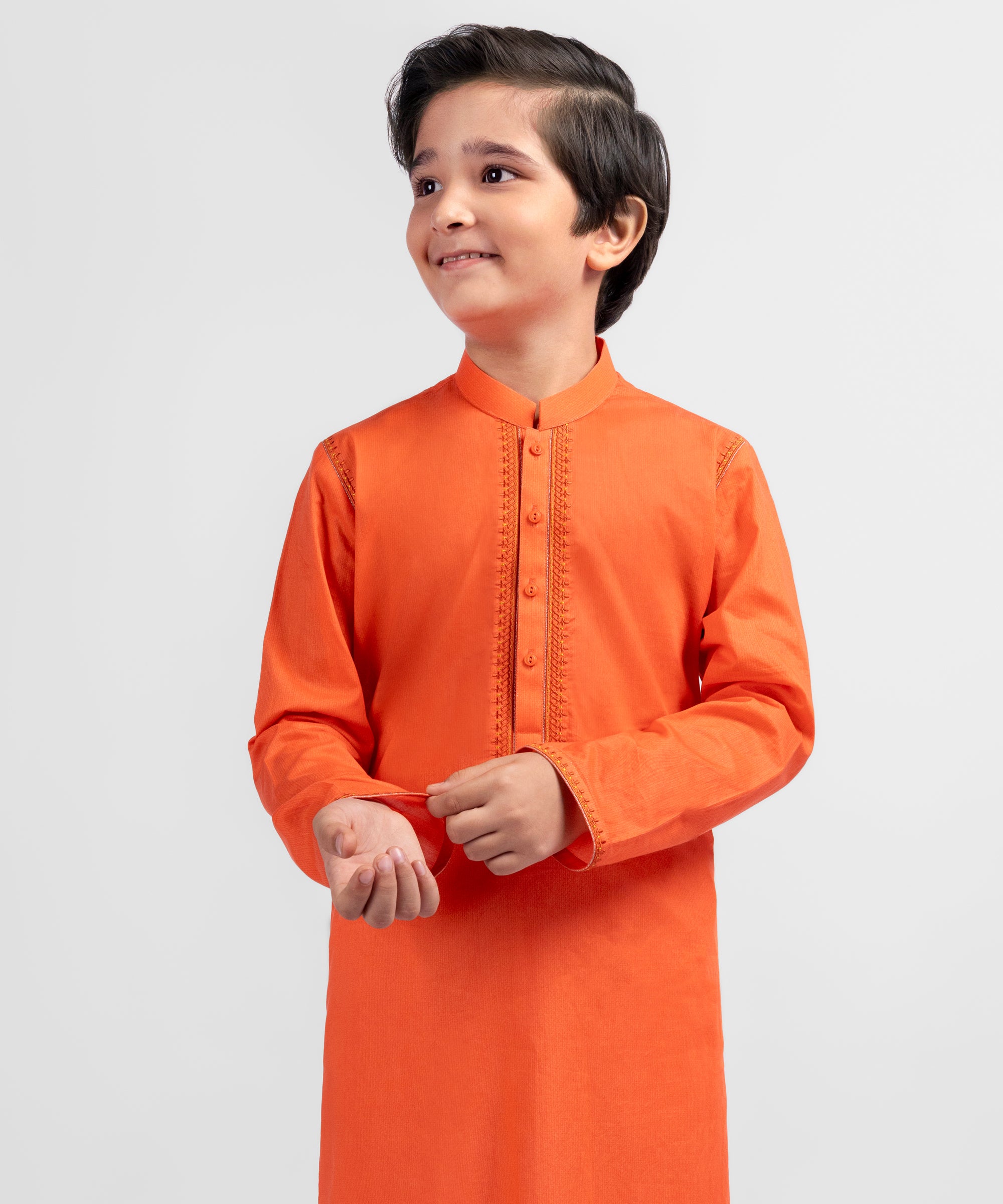Orange Semi-Formal Cotton Kurta