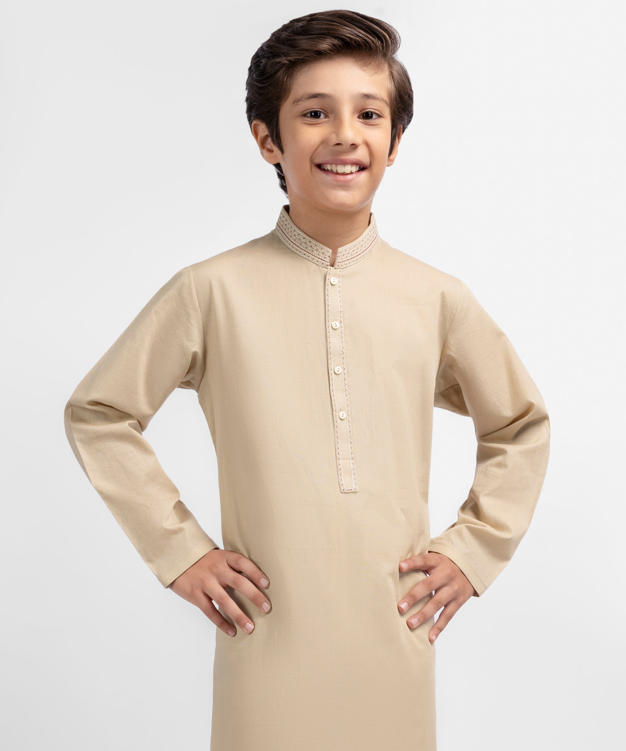 Beige Semi-Formal Cotton Kurta