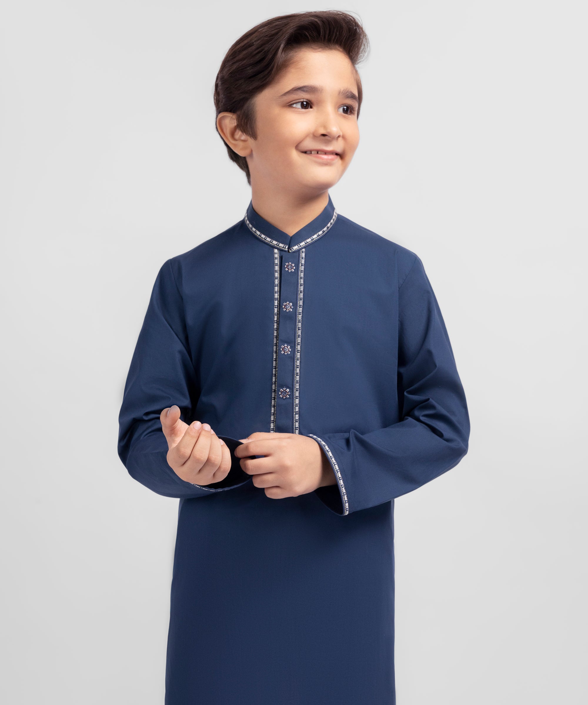 Navy Blue Formal Cotton Kurta