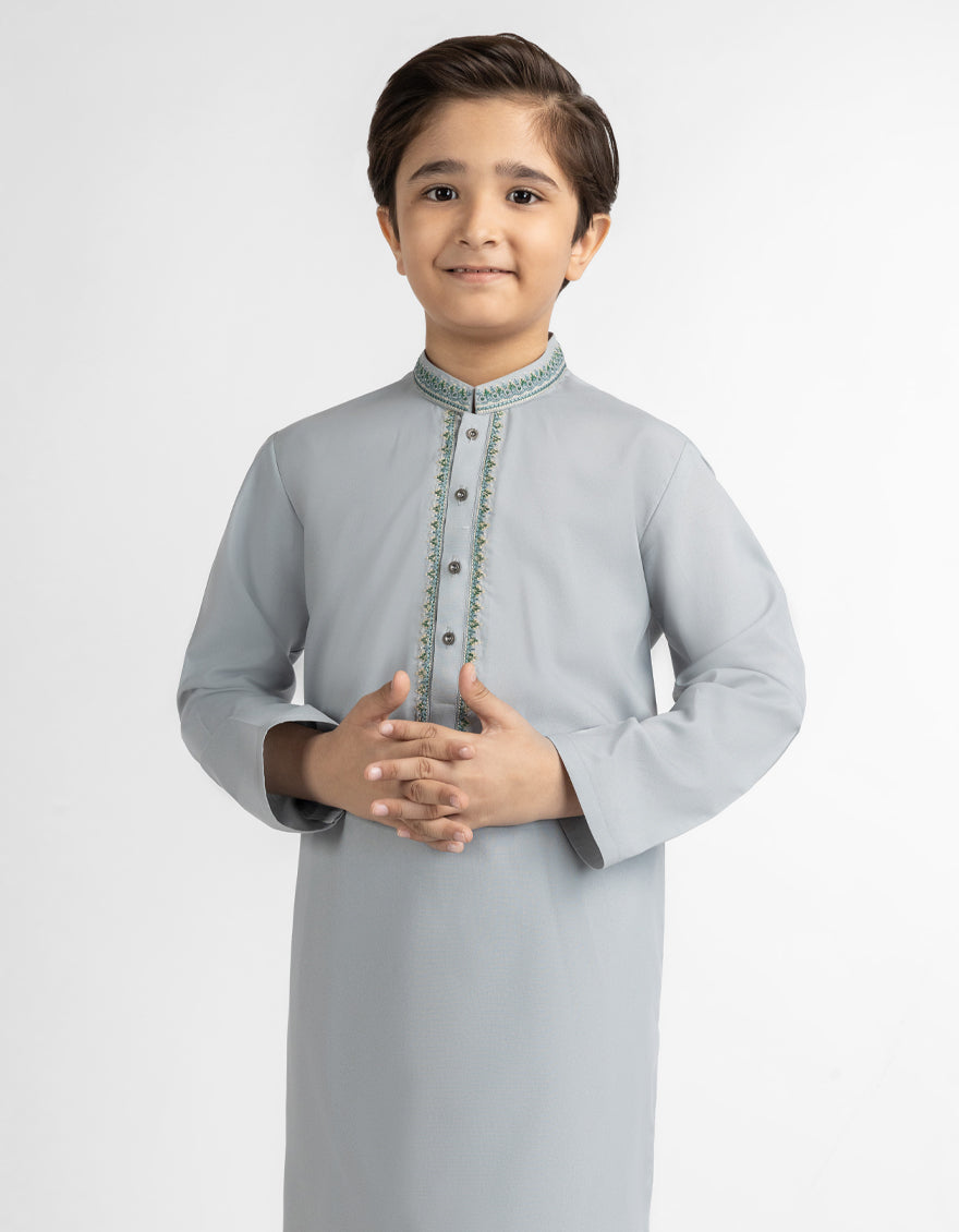 LIGHT GREY SEMI-FORMAL KAMEEZ SHALWAR