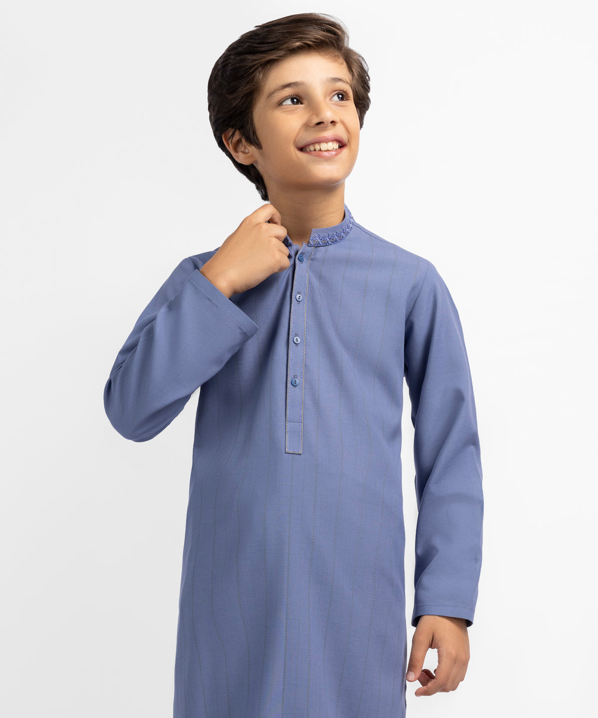 Dull Blue Semi-Formal Kurta Trousers