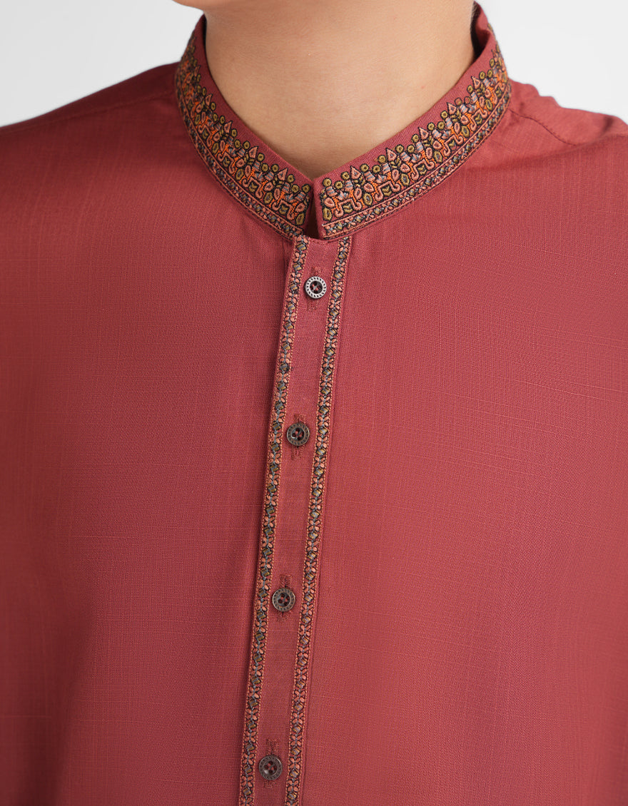 RED MAROON SEMI-FORMAL KURTA TROUSERS