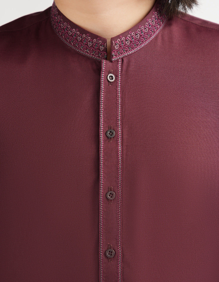 MAROON SEMI-FORMAL KURTA TROUSERS