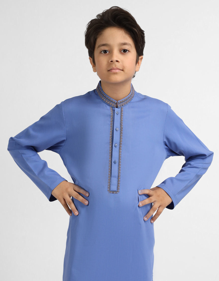 BLUE SEMI-FORMAL KAMEEZ SHALWAR