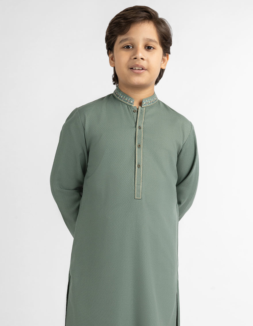 GREEN SEMI-FORMAL KAMEEZ SHALWAR