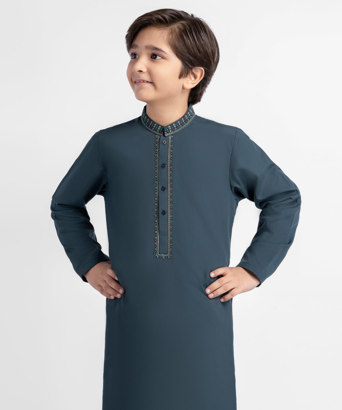 Dark Green Semi-Formal Kameez Shalwar