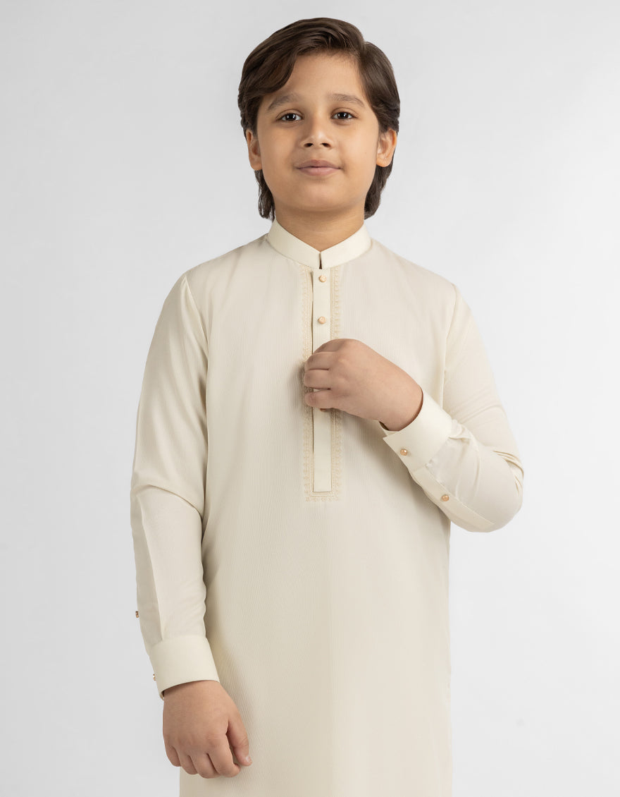 CREAM SEMI-FORMAL KAMEEZ SHALWAR
