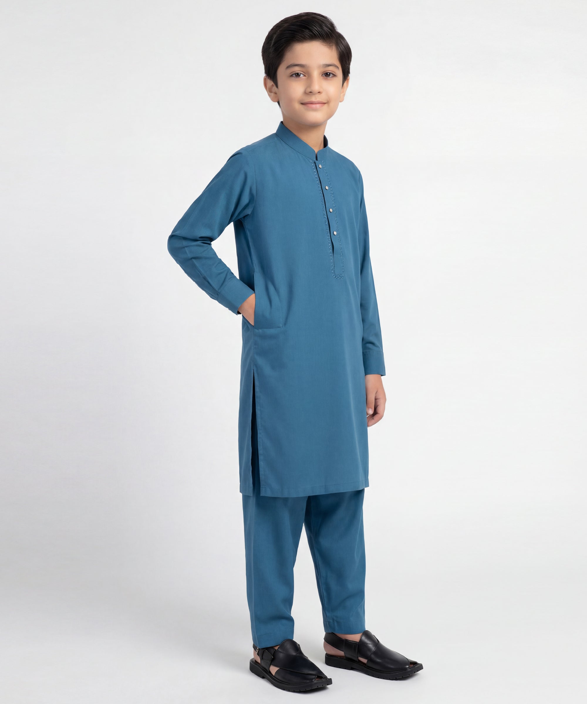 Turquoise Semi-Formal Kameez Shalwar