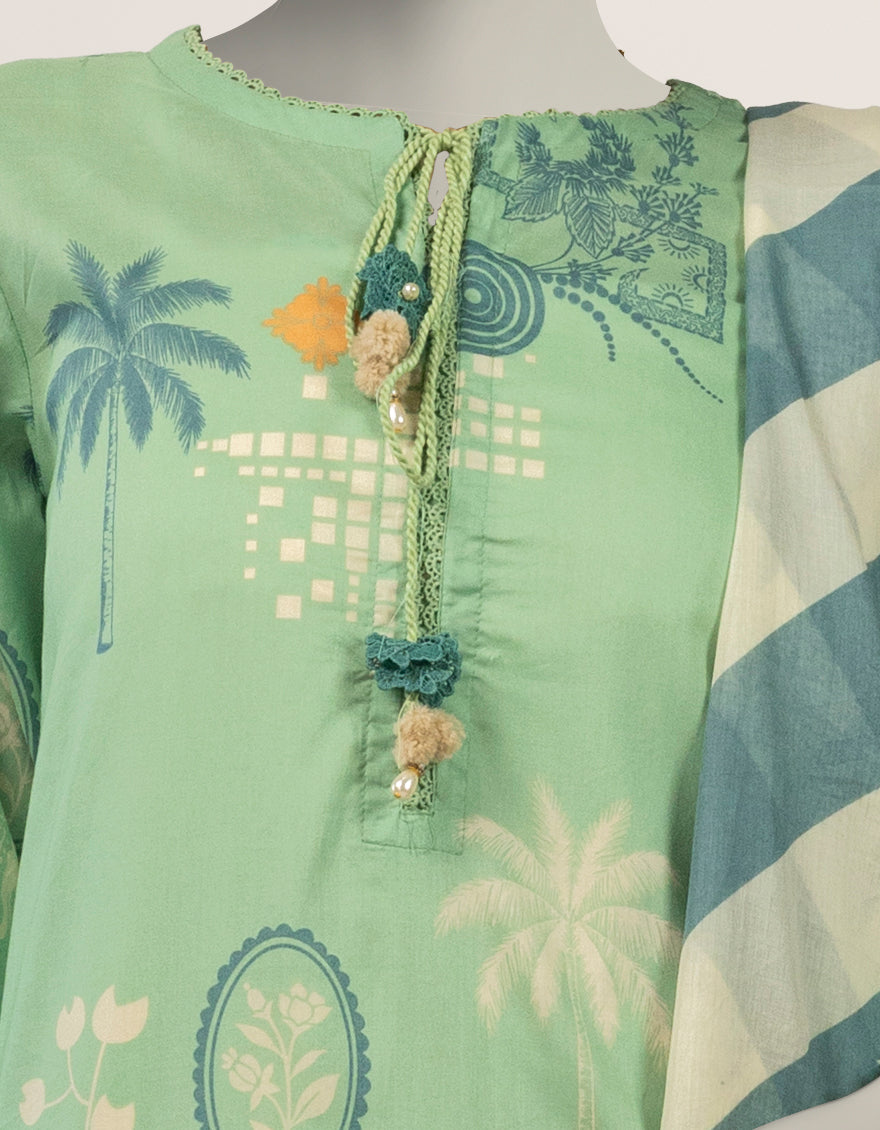 GREEN LAWN PRINTED STITCHED 2PC
