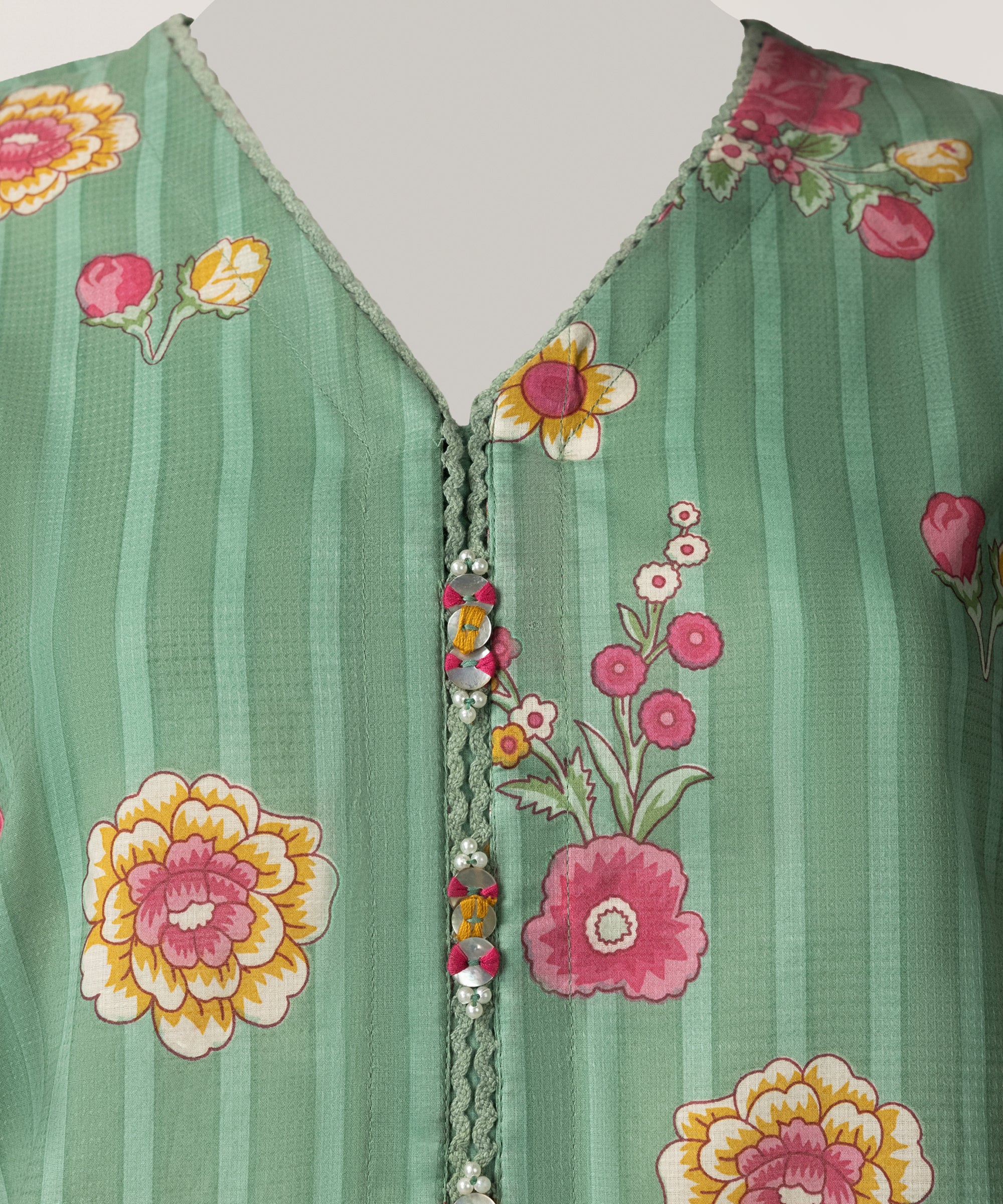 Green Dobby Printed Stitched 2Pc