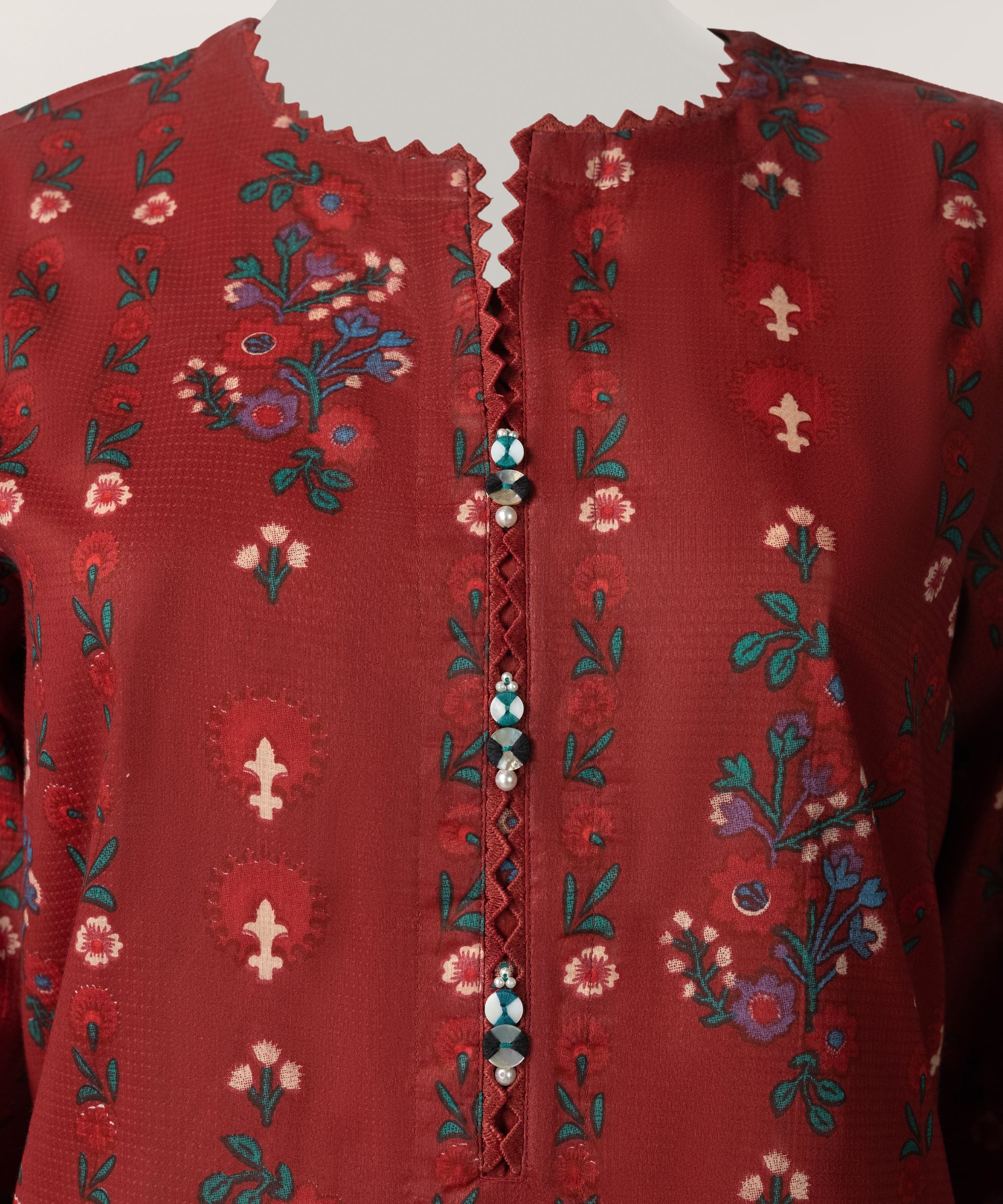 Maroon Dobby Printed Stitched 2Pc