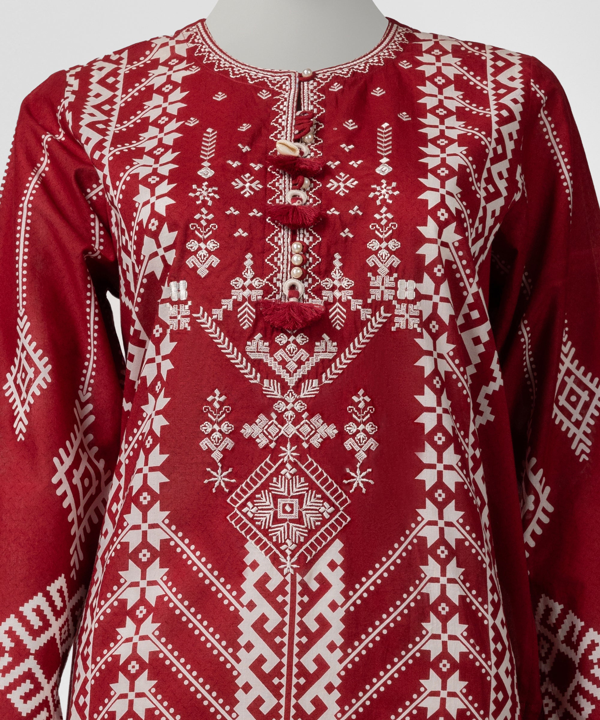 Red Lawn Embroidered Stitched 2Pc