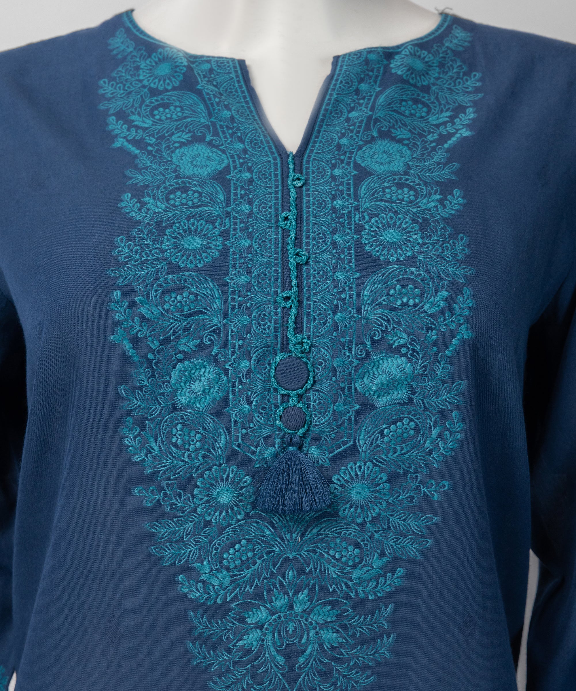 Blue Jacquard Dyed Unstitched 2Pc