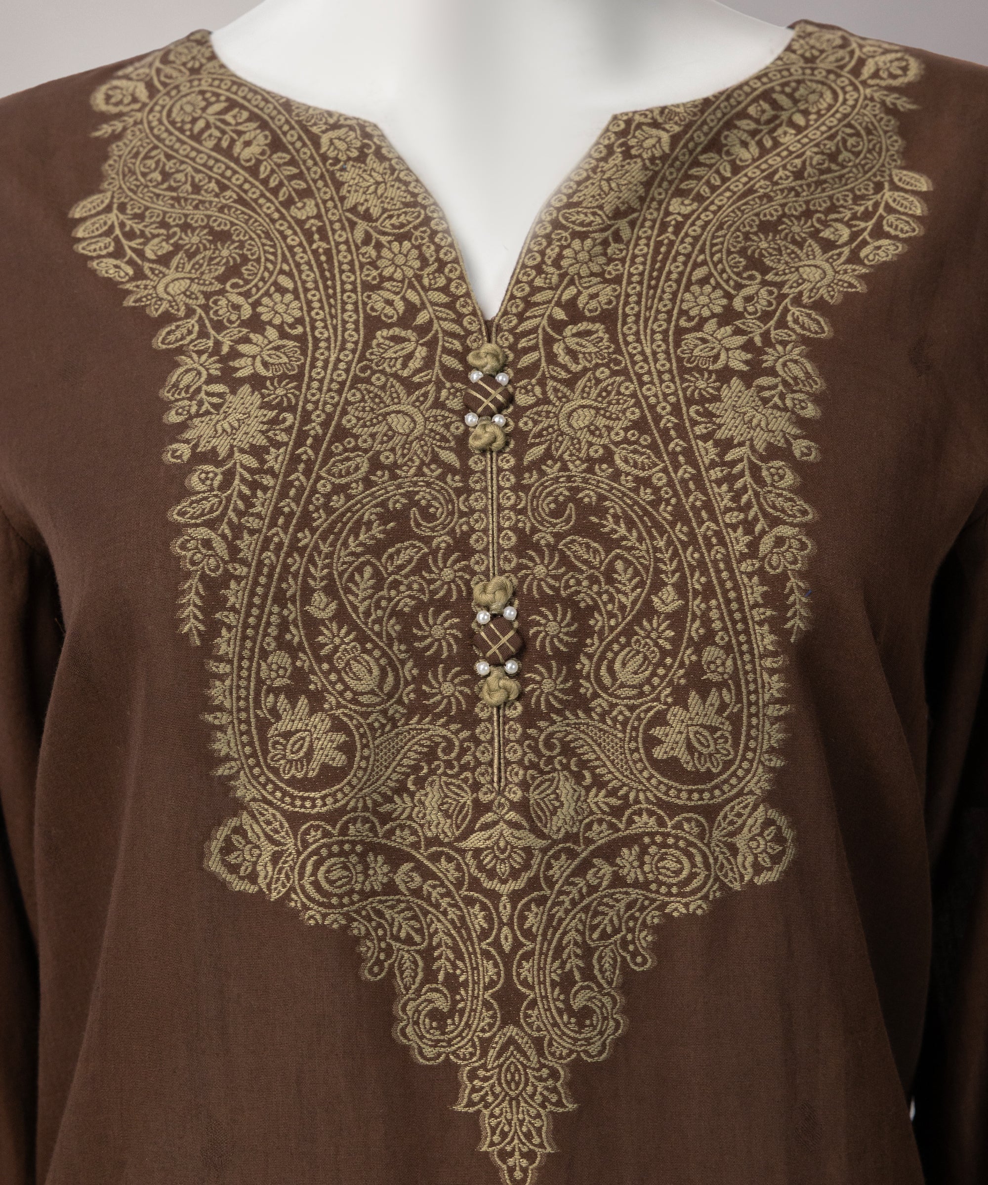 Brown Jacquard Dyed Unstitched 2Pc
