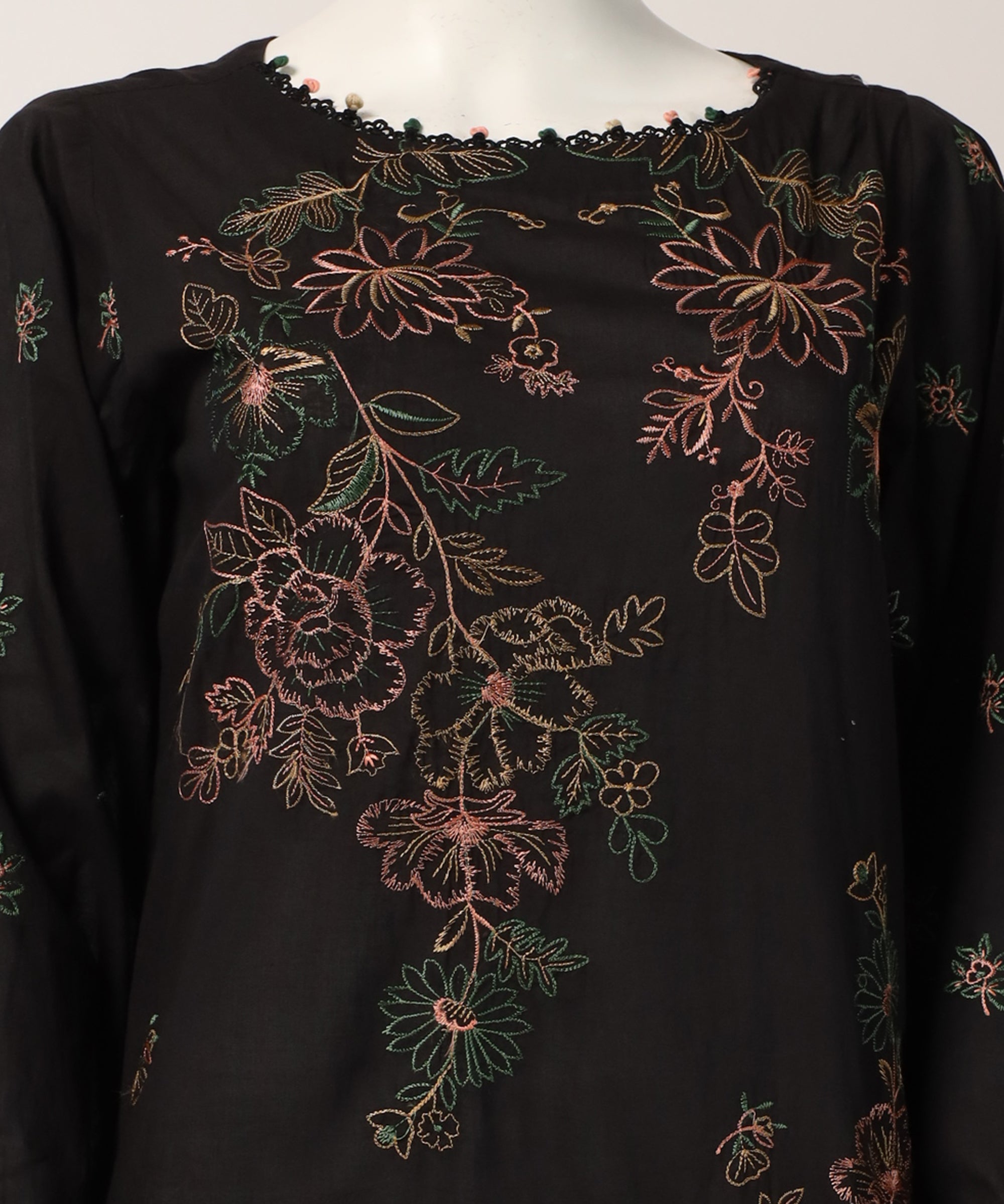Black Lawn Embroidered Unstitched 2Pc