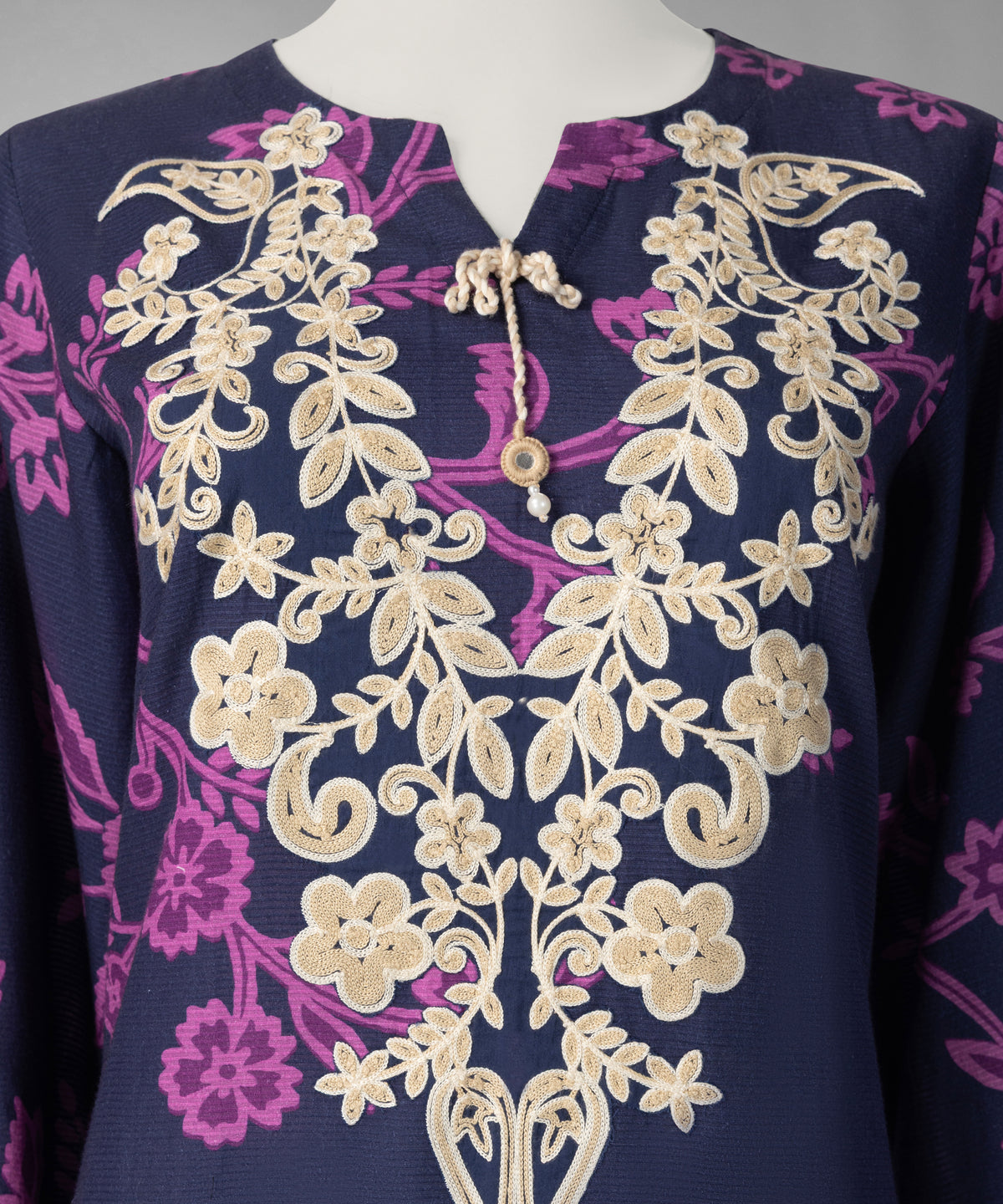 Blue Embroidered Textured Stitched 2Pc