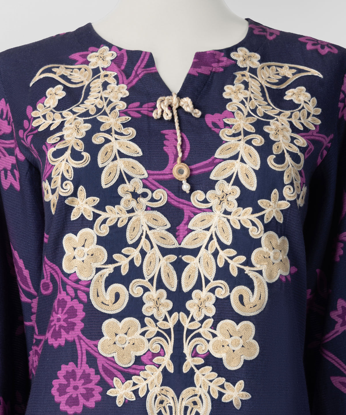 Blue Embroidered Textured Stitched 2Pc
