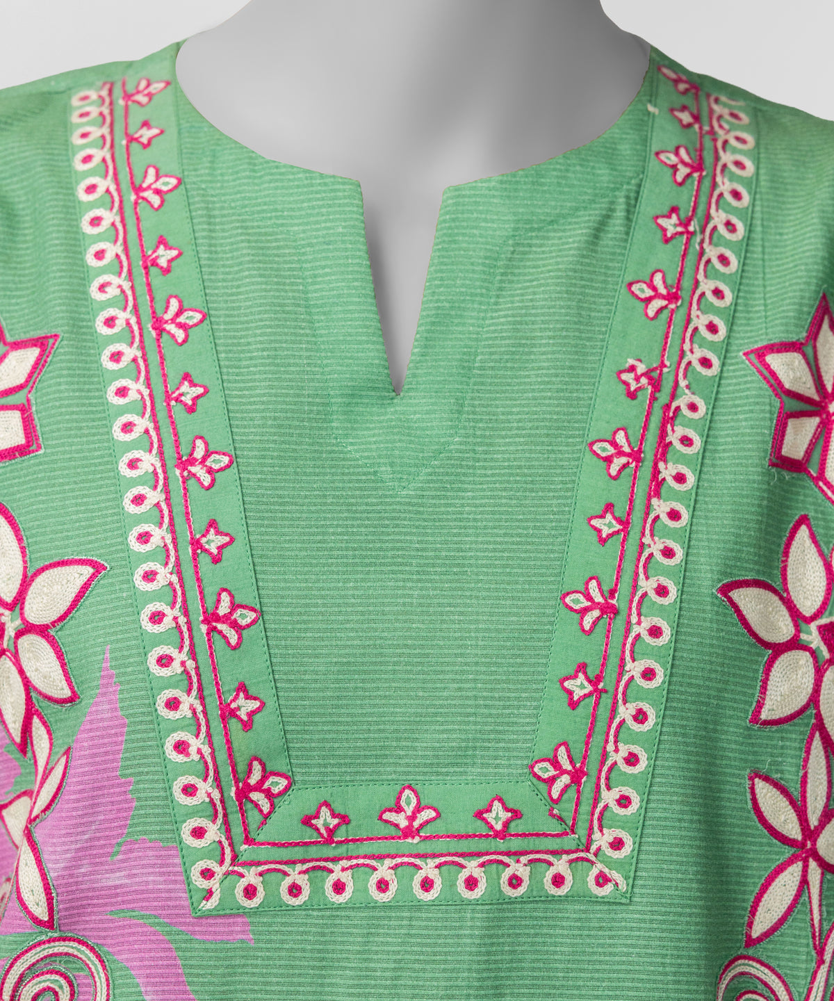 Green Embroidered Textured Stitched 2Pc