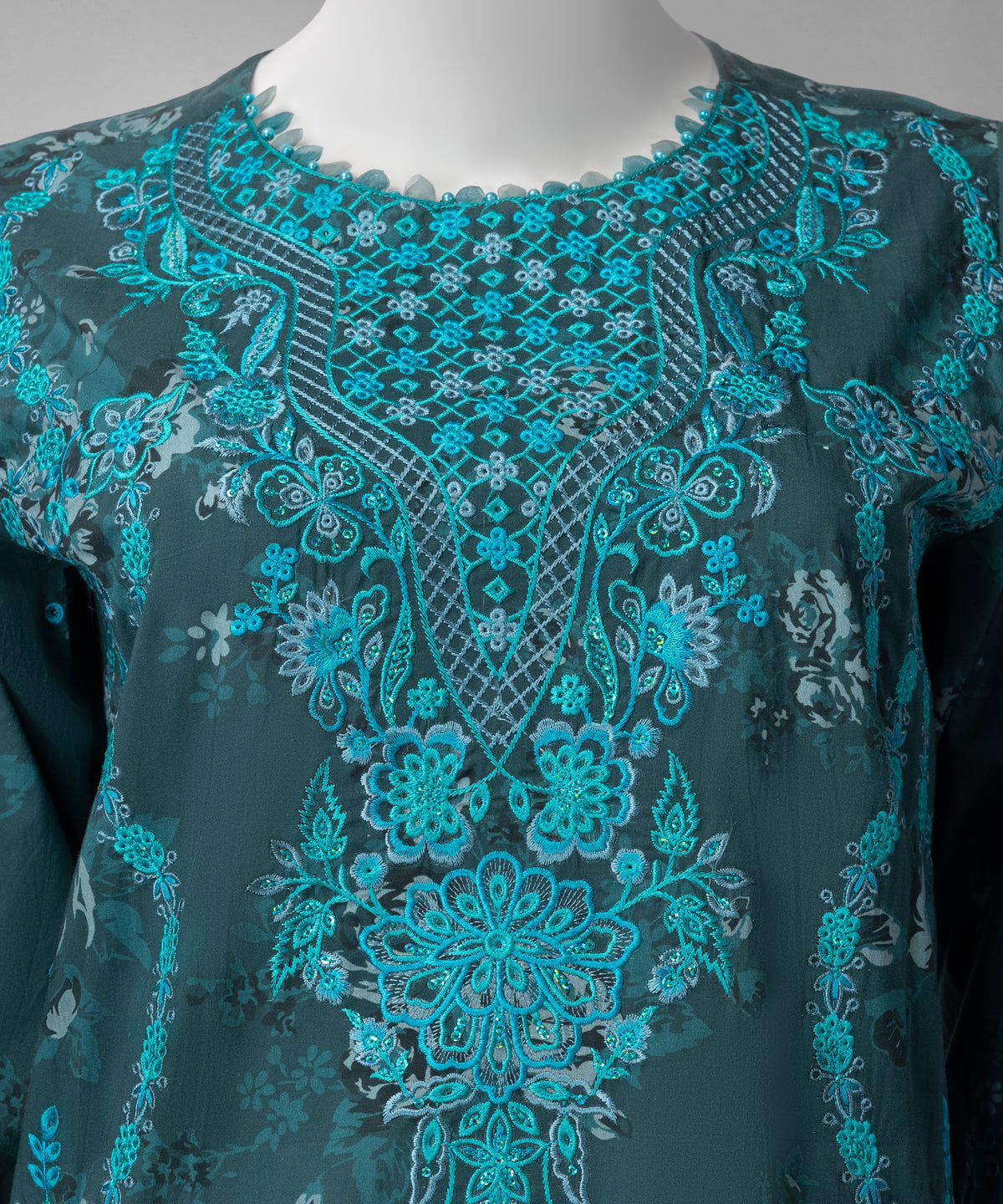 Teal Embroidered Lawn Unstitched 3Pc