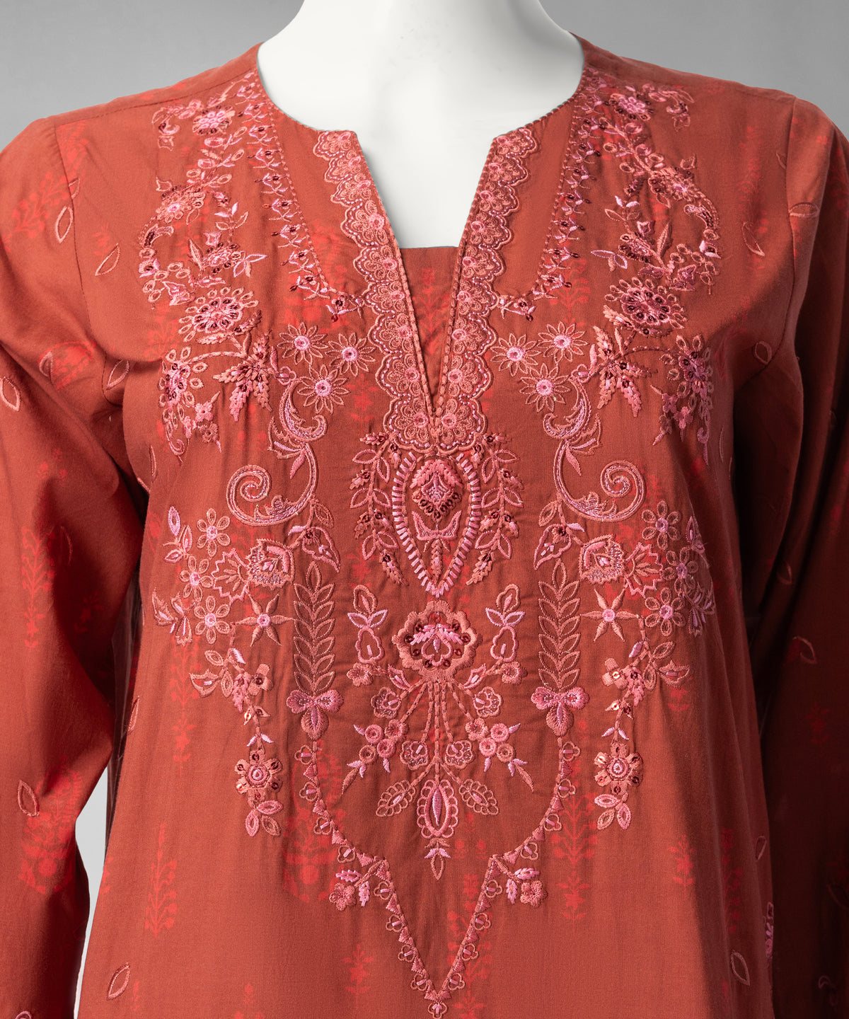Maroon Embroidered Lawn Unstitched 3Pc