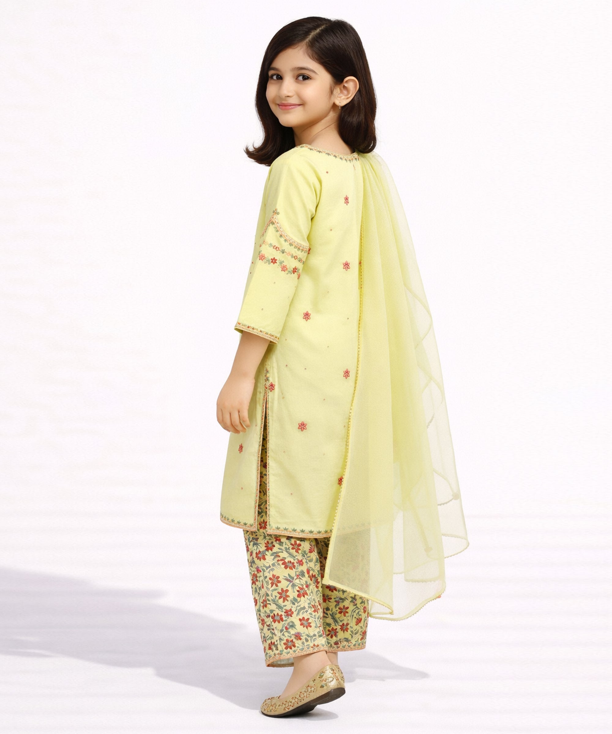 GREEN DOBBY EMBROIDERED STITCHED 3PC