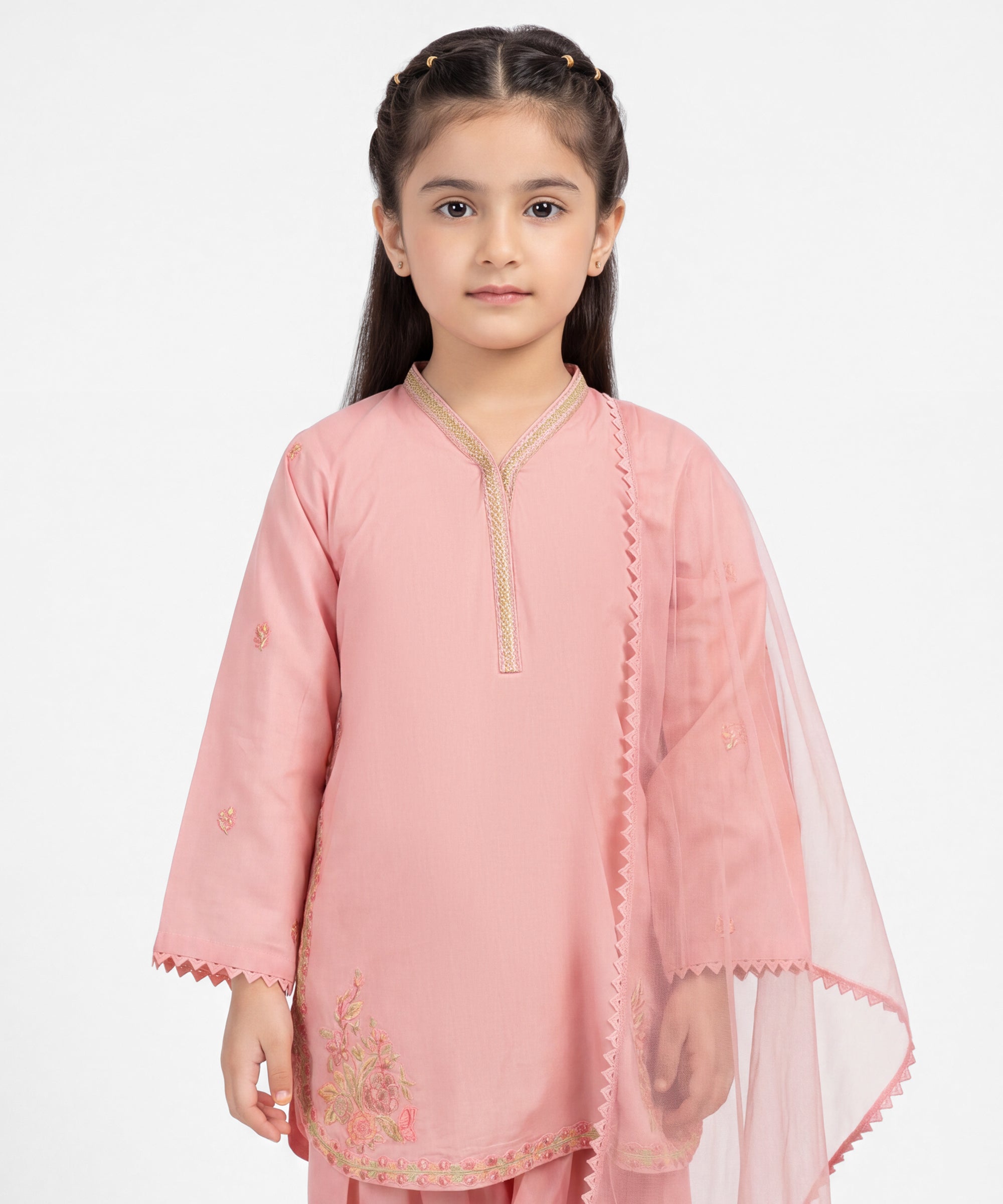 Pink Lawn Embroidered Stitched 3Pc