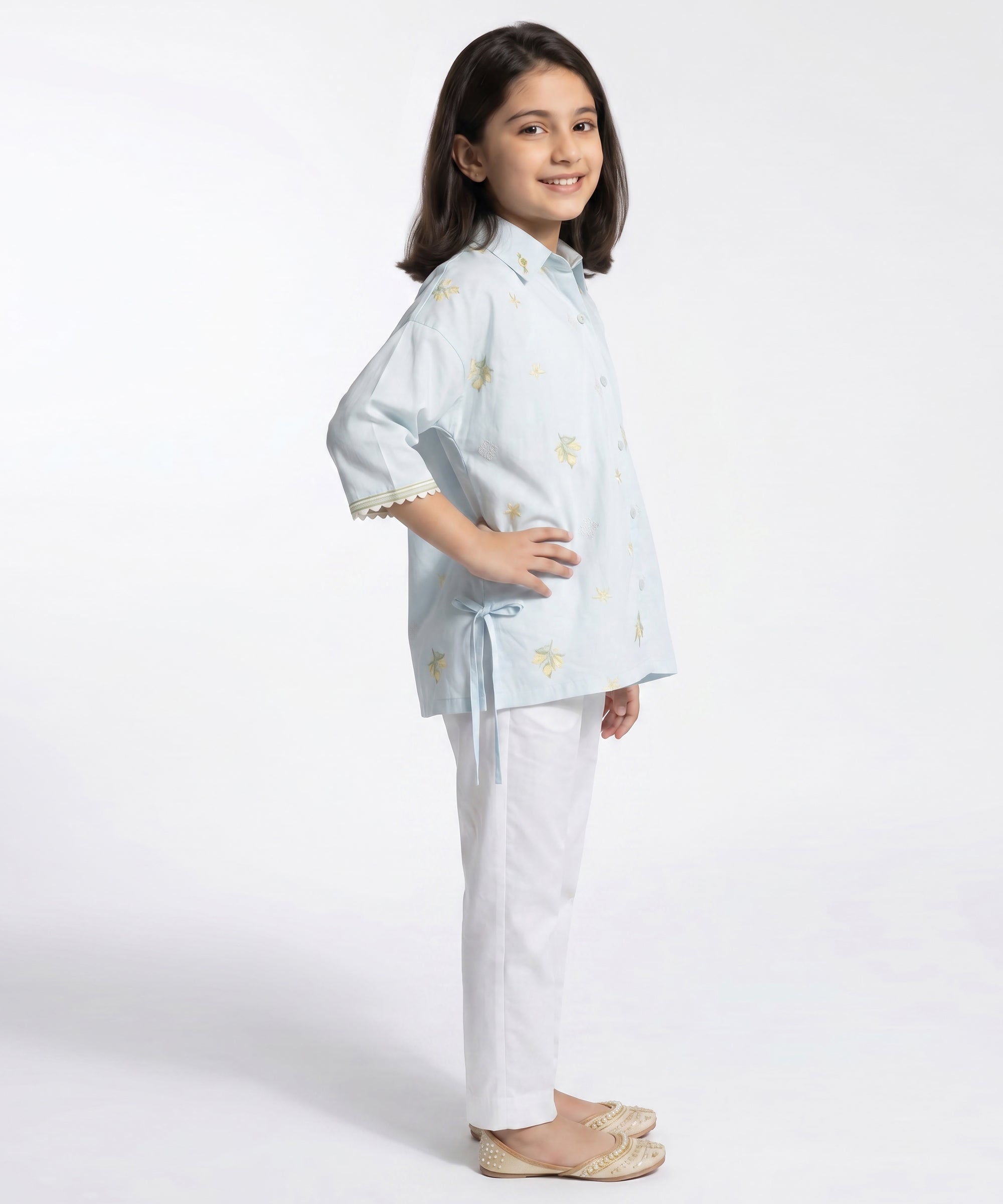 Sky Blue Lawn Embroidered Kurta
