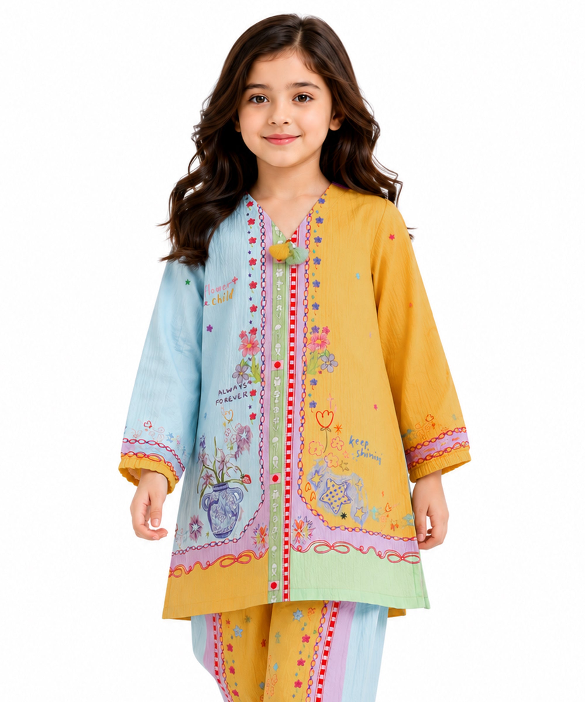 Multicolor Digital Printed Seersucker Stitched 2Pc