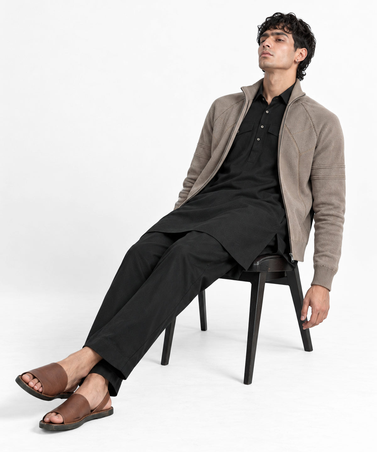 Hazelnut Mock Neck Sweater - full body view