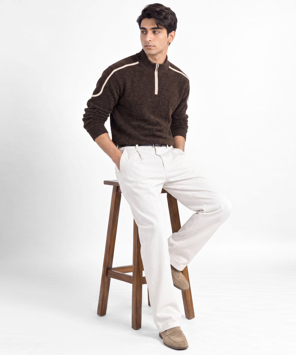 Espresso Mock Neck Sweater - full body view