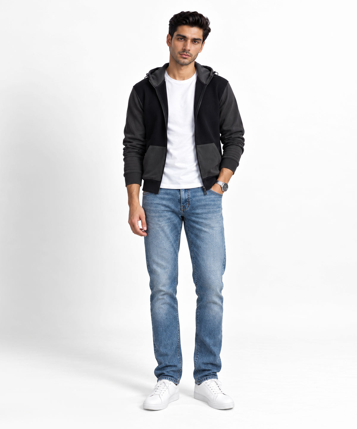 Black Mock Neck Sweater - full body view