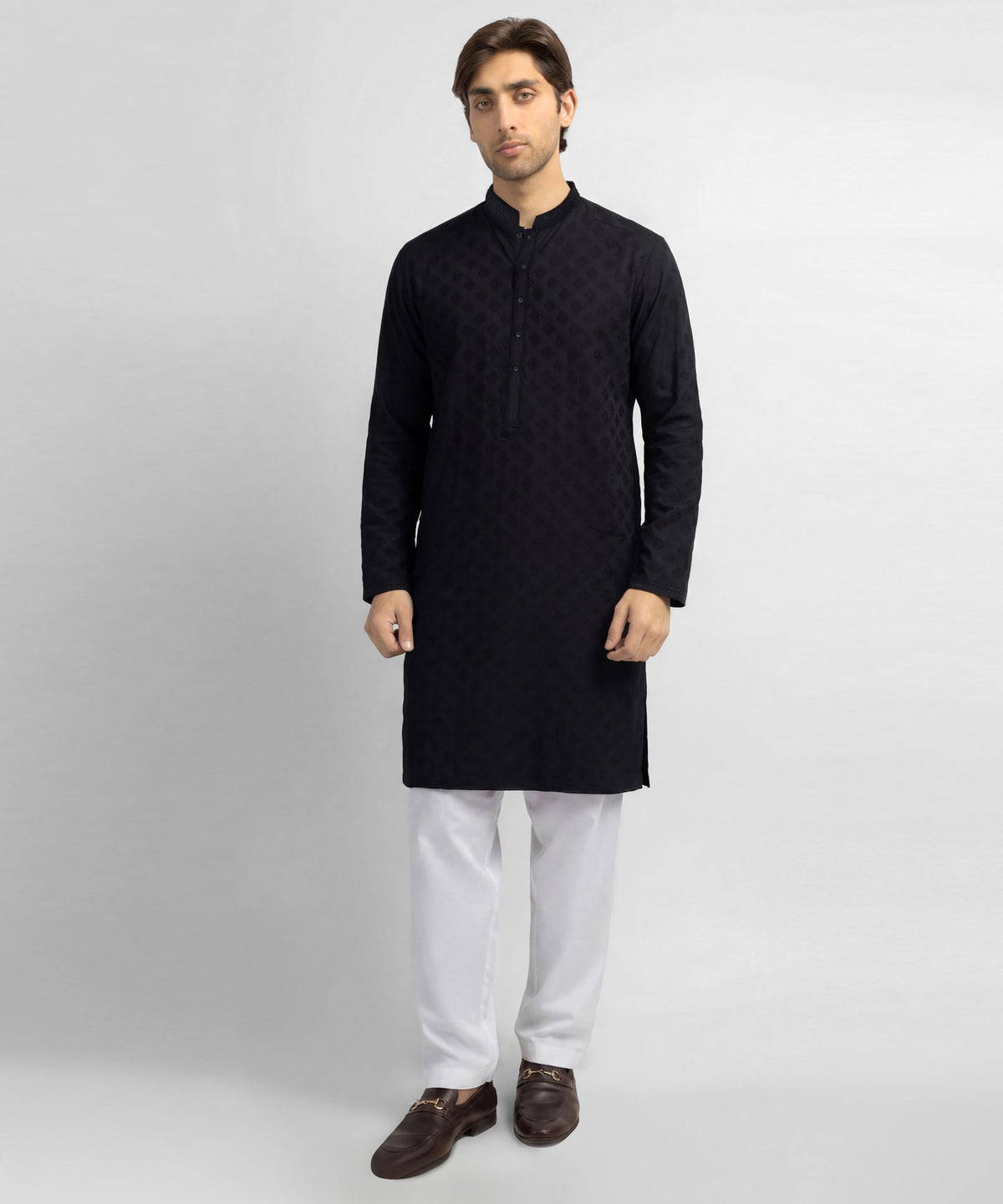 Black Cotton Formal Kurta