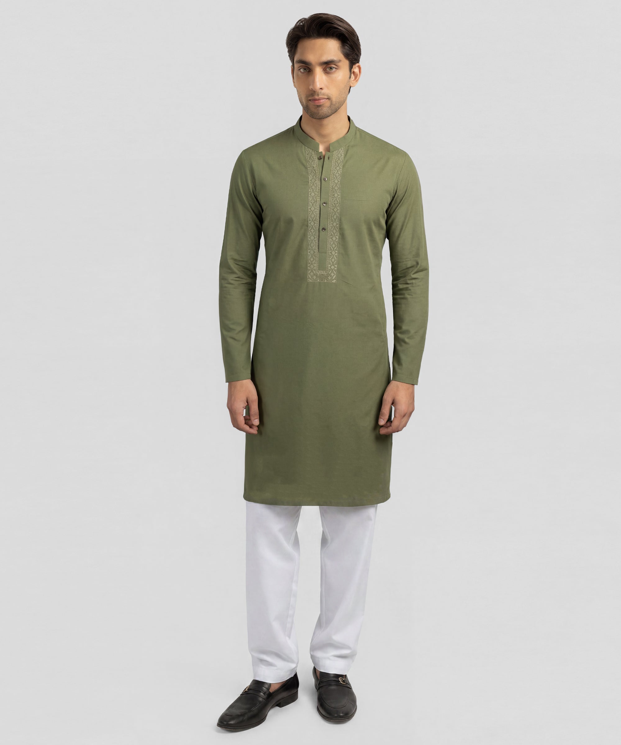 GREEN COTTON CASUAL KURTA