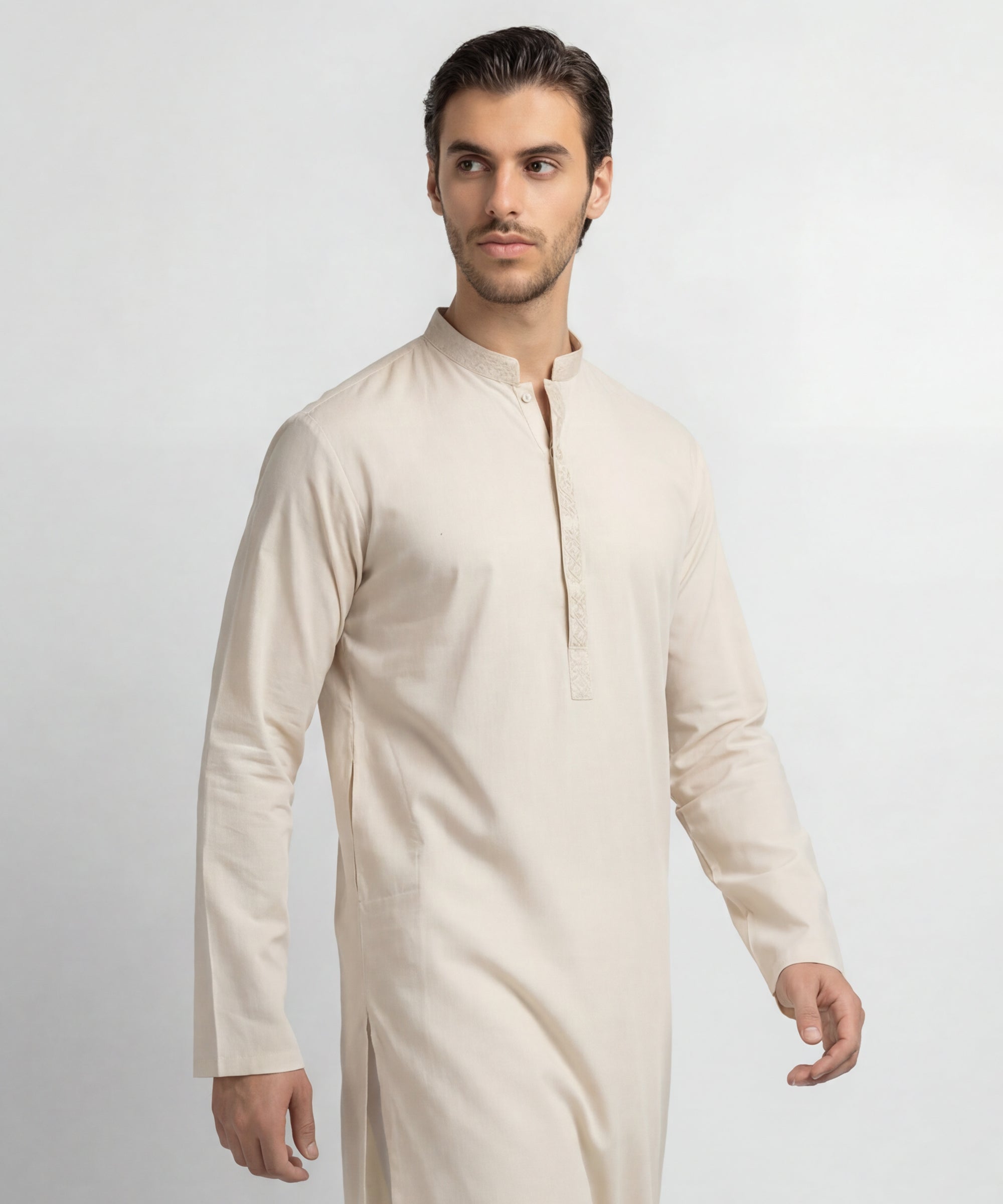CREAM COTTON SEMI-FORMAL KURTA