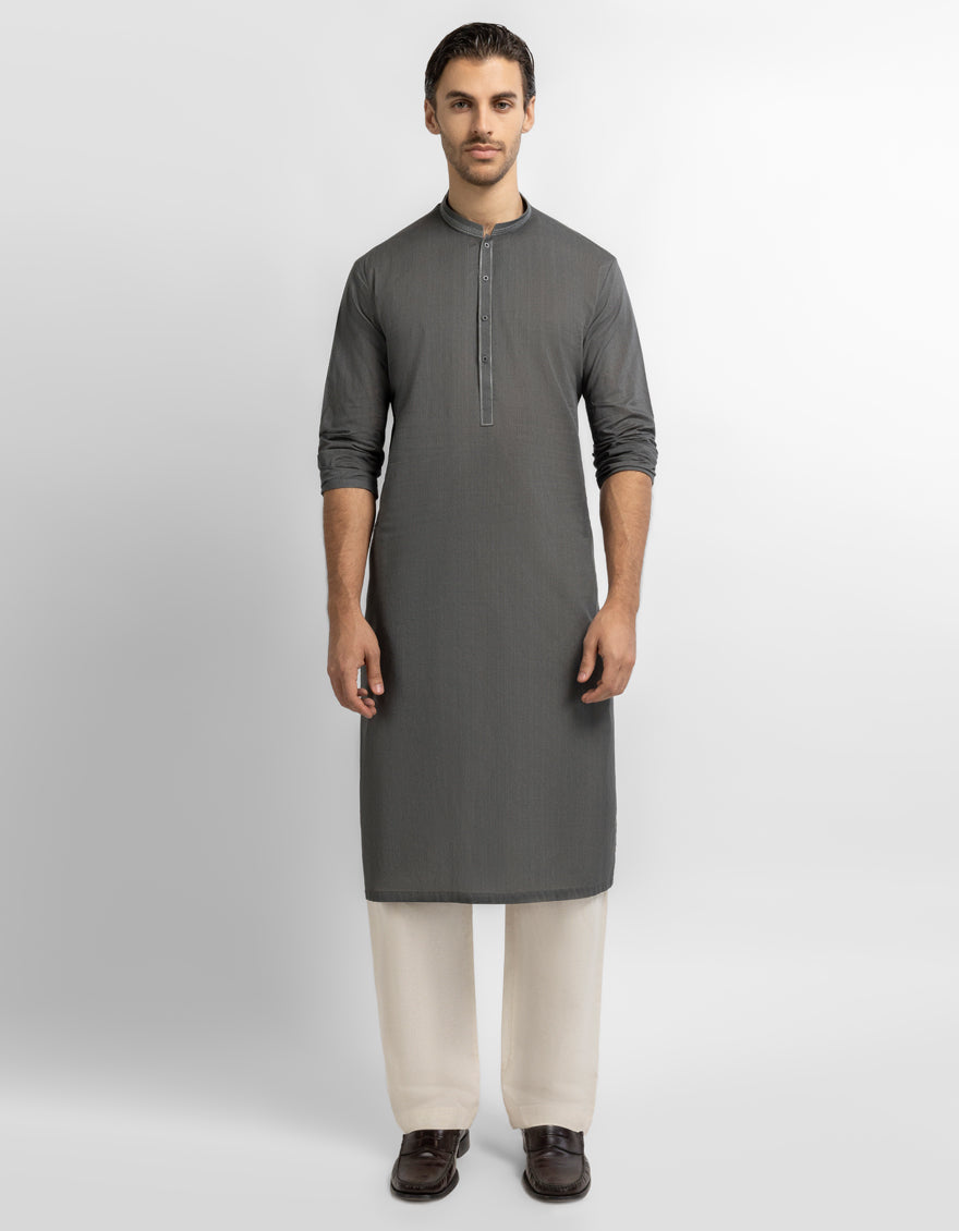 SAGE GREEN COTTON SEMI-FORMAL KURTA