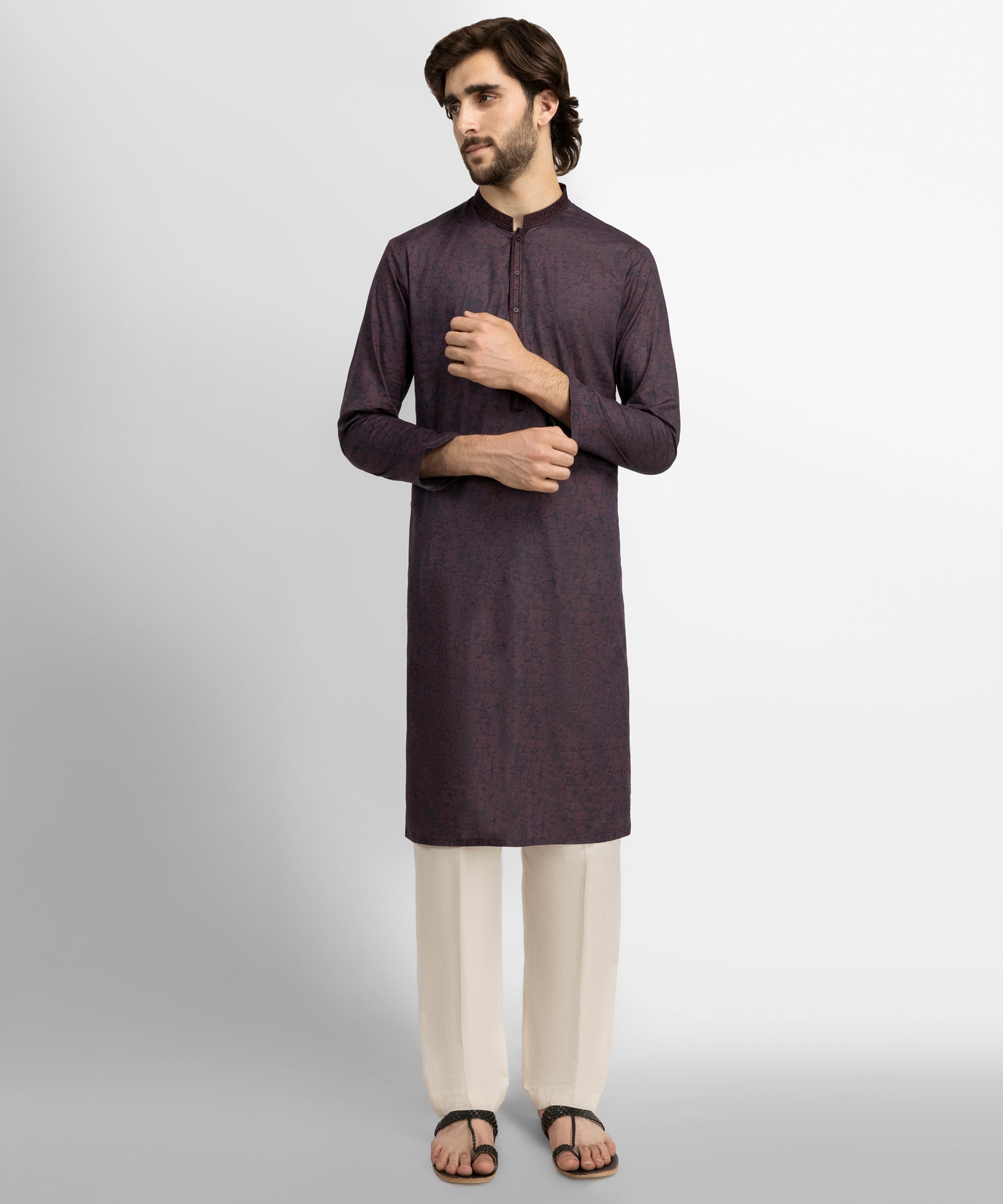 Maroon Semi-Formal Cotton Kurta