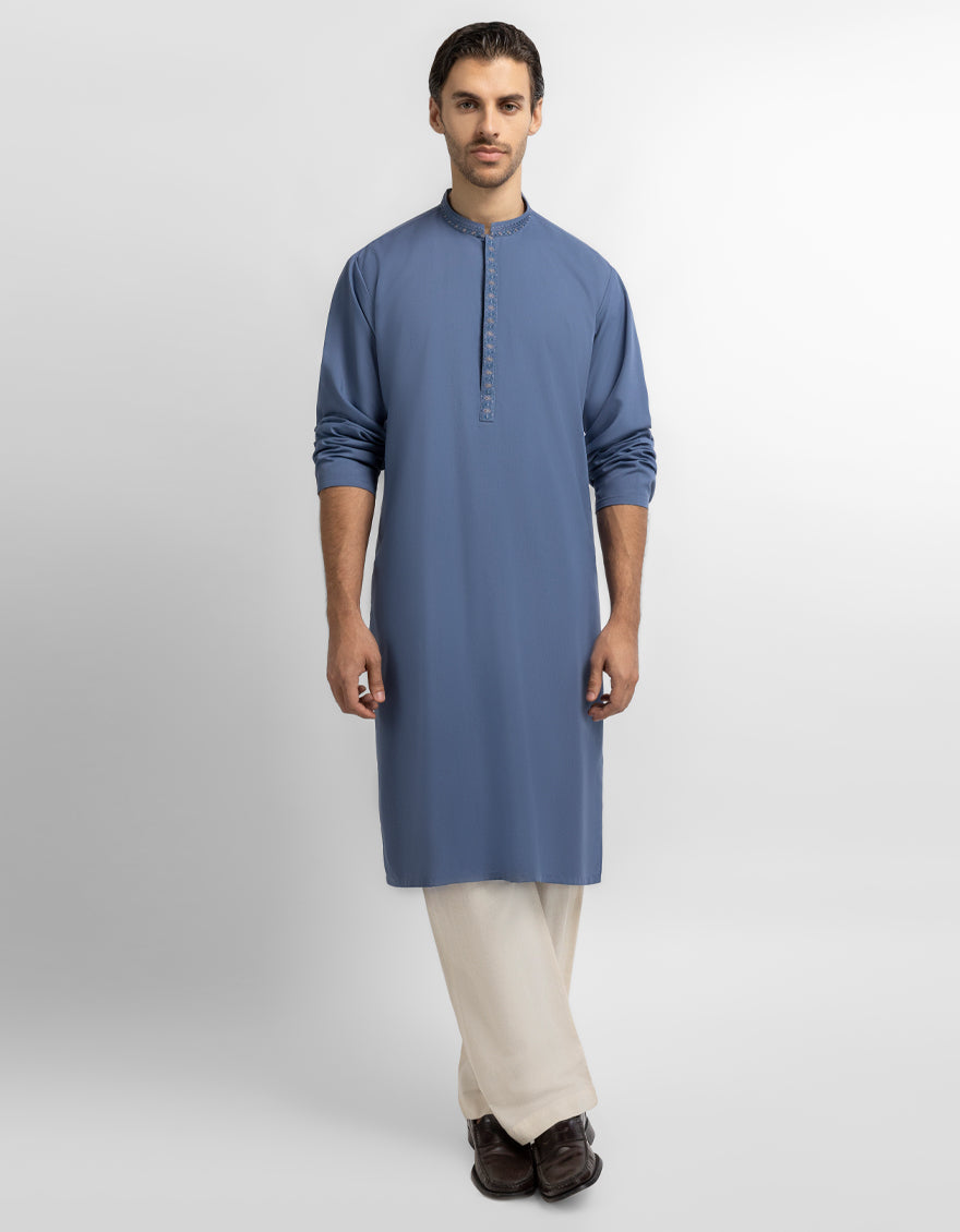 Greyish Blue Semi-Formal Kurta
