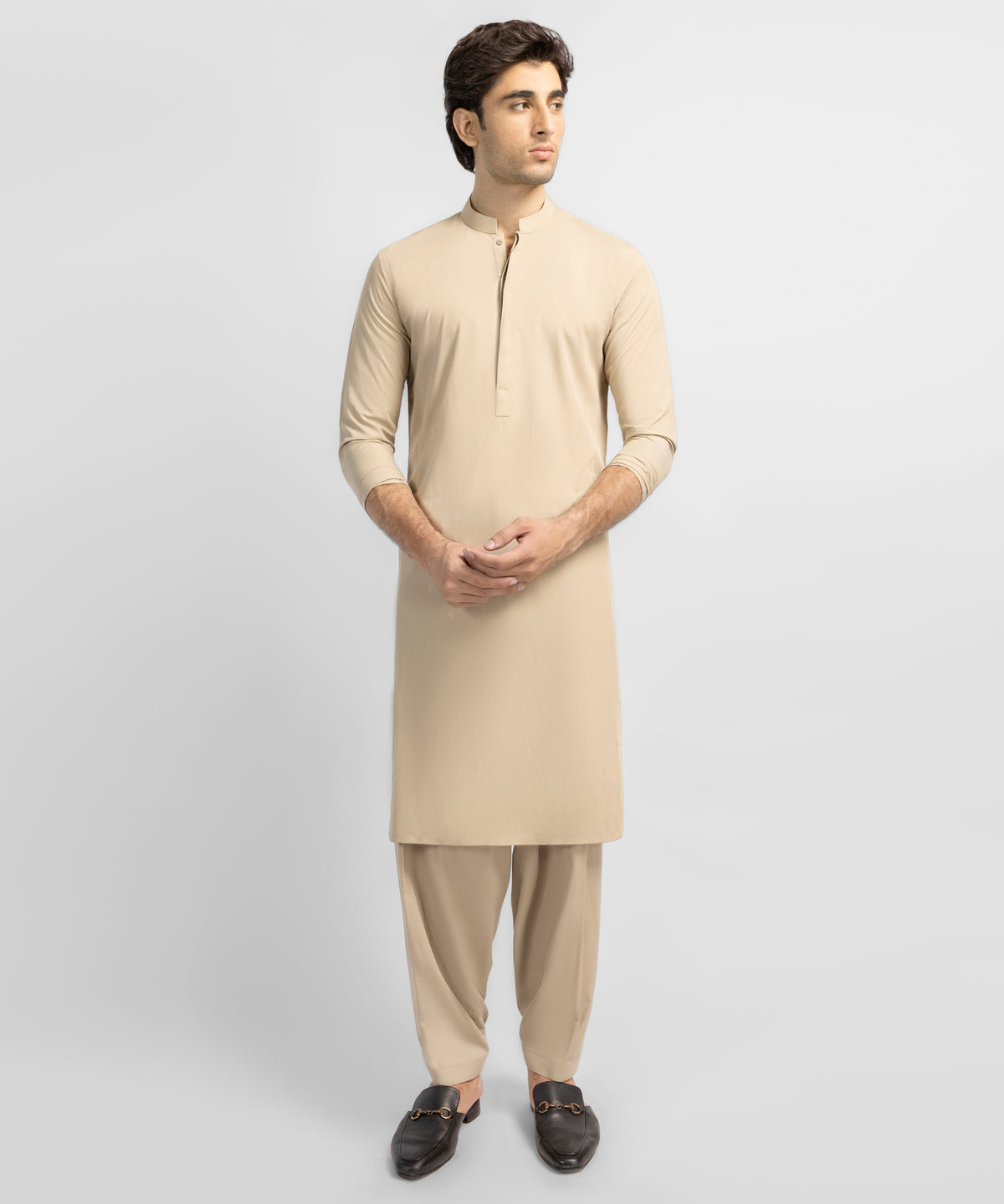 Khaki Semi-Formal Kameez Shalwar