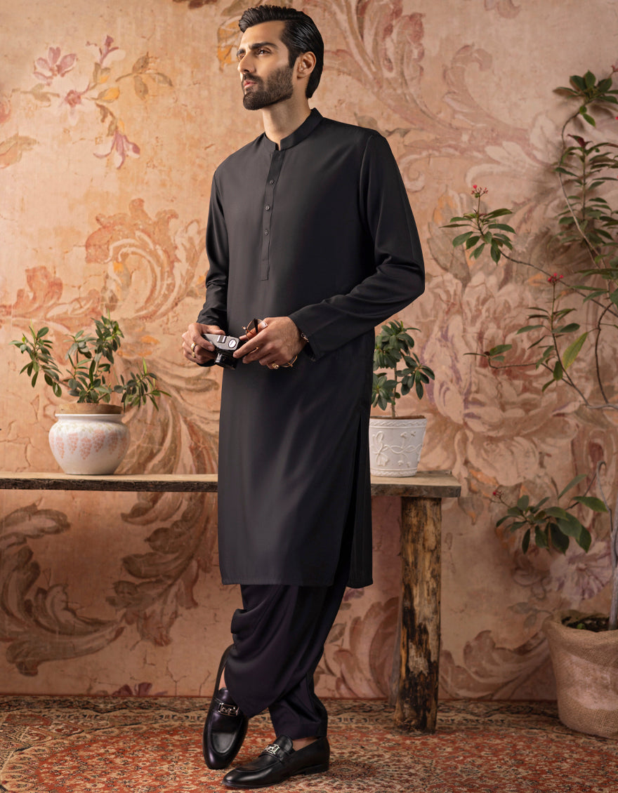 Black Plain Kameez Shalwar