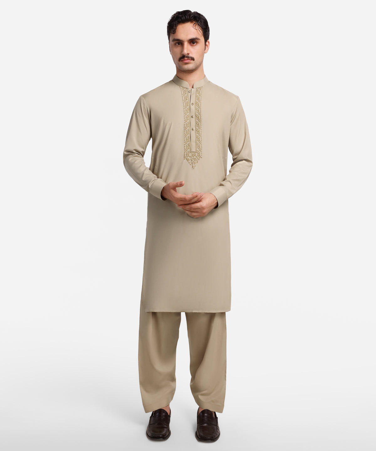 Khaki Formal Kameez Shalwar