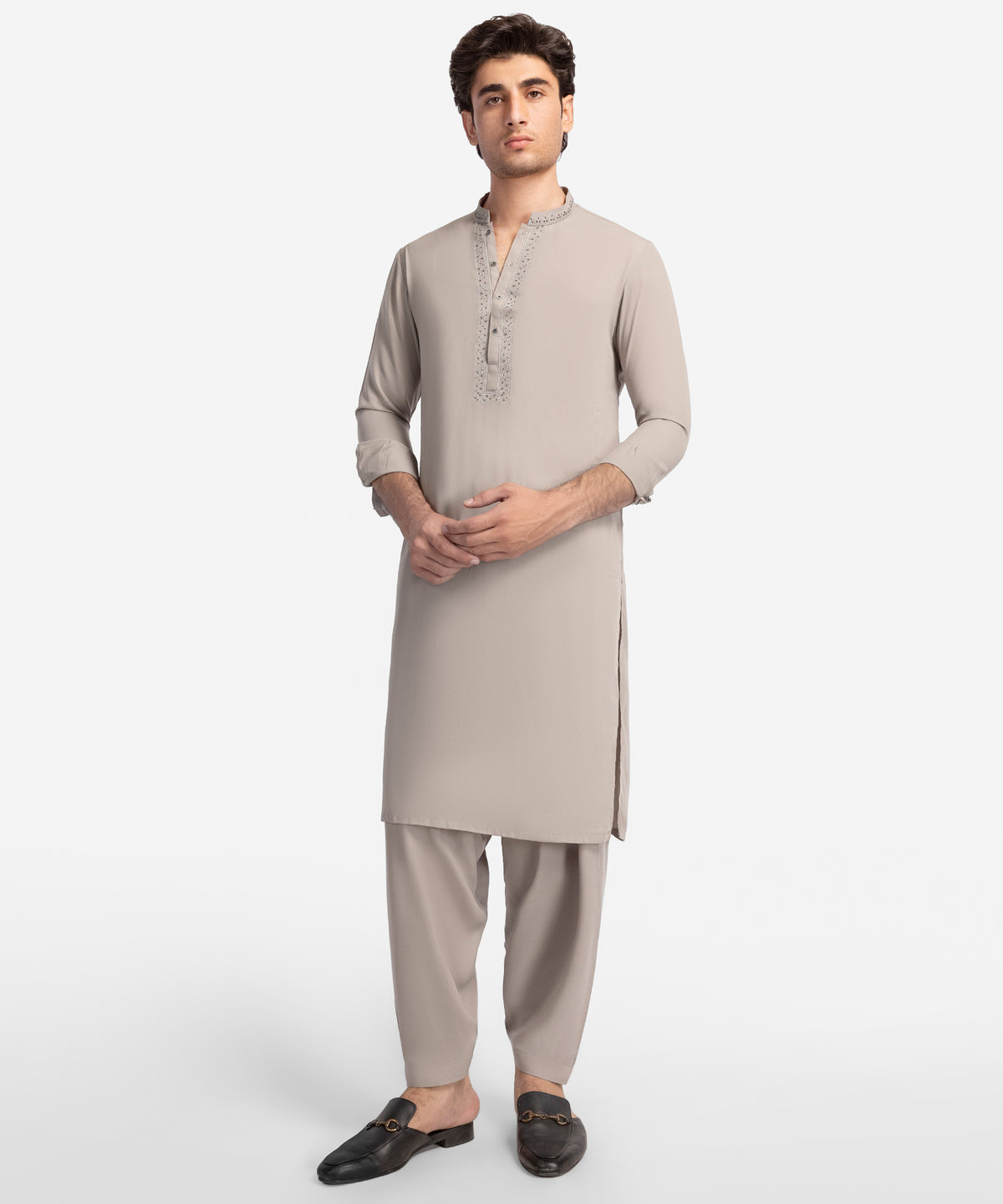Pebl Grey Formal Georgette Kameez Shalwar